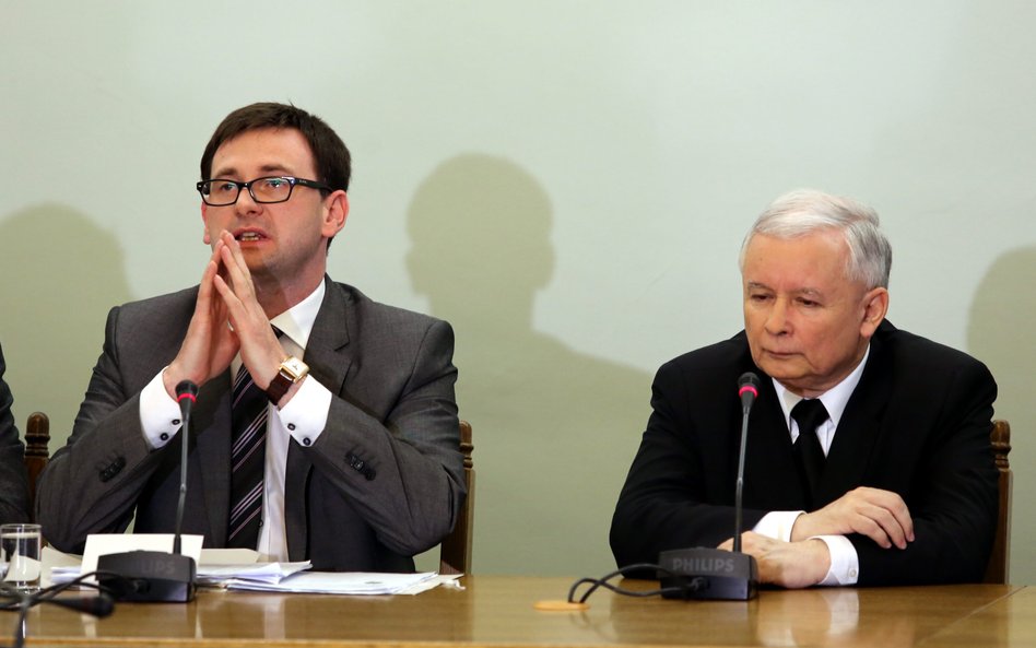 Daniel Obajtek (wtedy jeszcze wójt  gminy Pcim) oraz prezes PiS Jarosław Kaczyński w Sejmie w 2013 r