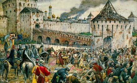 Ernst Lissner, „Polacy oddają Kreml moskiewski księciu Pożarskiemu w 1612 r.” – akwarela na papierze