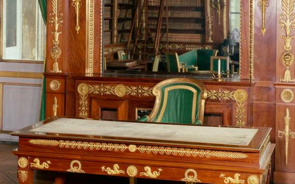 François-Honoré-Georges Jacob-Desmalter, Biurko mechaniczne, 1808, mahoń, brąz złocony, aksamit, Com