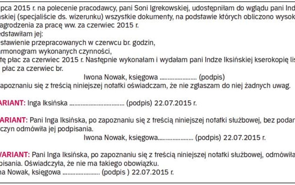 Notatka służbowa