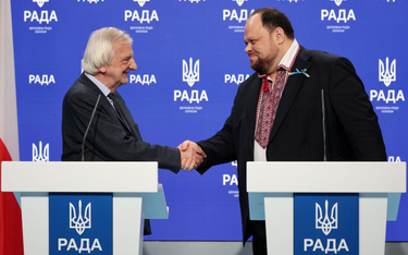 Wicemarszałek Sejmu Ryszard Terlecki oraz przewodniczący Rady Najwyższej Ukrainy Rusłan Stefanczuk