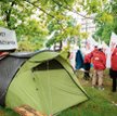 Maj 2019 roku – miasteczko namiotowe pod Ministerstwem Sprawiedliwości. Górniczy związkowcy wsparli 