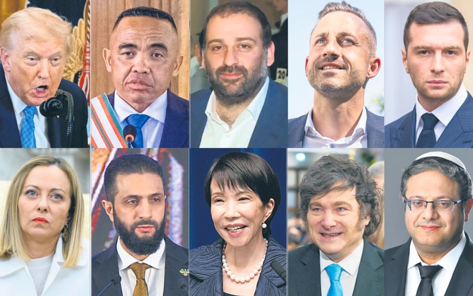 Górny rząd: Donald Trump, Michael Randrianirina, Timur Mindicz, Ulrich Siegmund, Jordan Bardella. Do