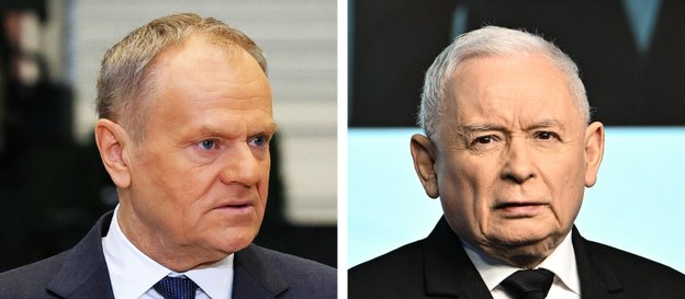 Premier RP, przewodniczący Koalicji Obywatelskiej Donald Tusk oraz prezes PiS Jarosław Kaczyński