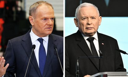 Premier RP, przewodniczący Koalicji Obywatelskiej Donald Tusk oraz prezes PiS Jarosław Kaczyński