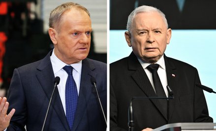 Premier RP, przewodniczący Koalicji Obywatelskiej Donald Tusk oraz prezes PiS Jarosław Kaczyński