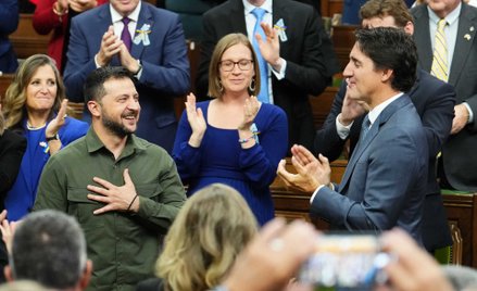 Wołodymyr Zełenski i Justin Trudeau podczas wizyty prezydenta Ukrainy w Kanadzie.