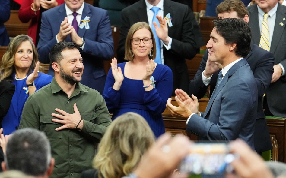 Wołodymyr Zełenski i Justin Trudeau podczas wizyty prezydenta Ukrainy w Kanadzie.