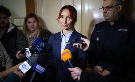 Przewodniczący NSZZ „Solidarność” Policji w Małopolsce sierż. sztab. Jacek Łukasik i oskarżona Pauli