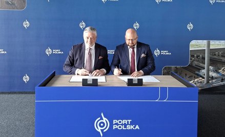 dr Filip Czernicki, prezes zarządu spółki Centralny Port Komunikacyjny, Port Polska (z lewej) i Zbig