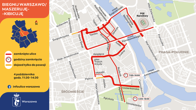 Utrudnienia w ruchu podczas imprezy "Biegnij Warszawo"