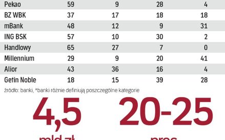 Największy udział kredytów korporacyjnych mają Handlowy, Pekao i ING Bank Śląski