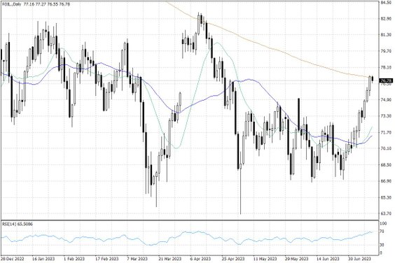 Notowania ropy naftowej WTI – dane dzienne