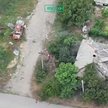 Kadr z nagrania rosyjskiego Ministerstwa Obrony, na którym widać rosyjską flagę w Konstantynówce