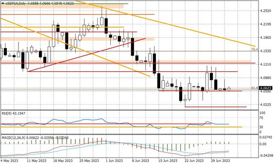 Wykres dzienny USDPLN