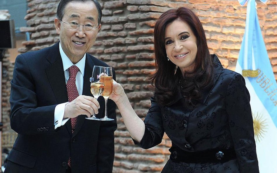 Prezydent Argentyny Cristina Fernandez z sekretarzem generalnym ONZ Ban Ki-moonem (Fot. Hohum/Lic. 3