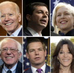 W górnym rzędzie od lewej: Michael Bennet, Joe Bide, Pete Buttigieg, Kirsten Gillibrand, Kamala Harr