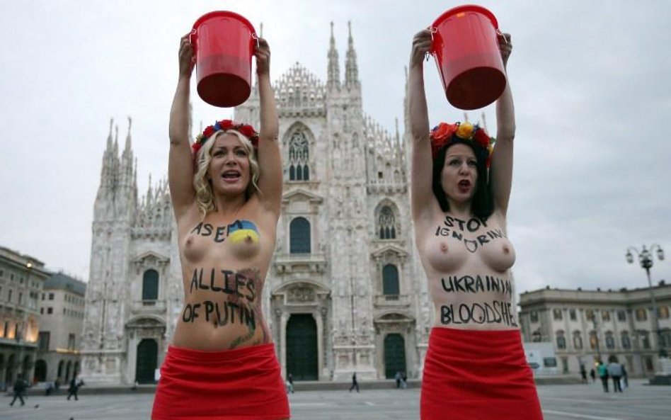 Aktywistki Femenu protestują przeciwko przyjazdowi Putina do Mediolanu