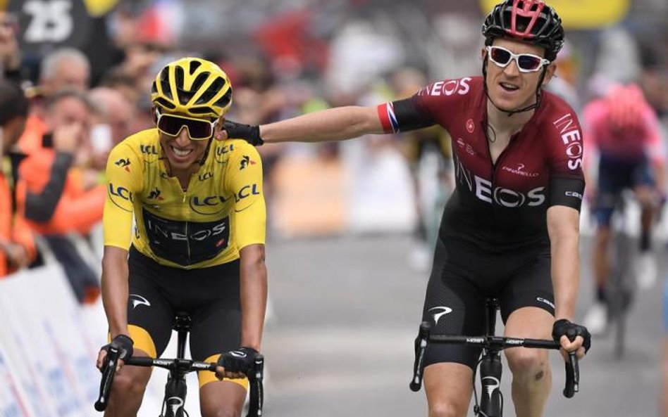 Egan Bernal (w żółtej koszulce) i Geraint Thomas, czyli dwa asy grupy Ineos