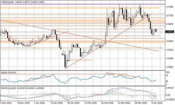 Wykres dzienny USDPLN