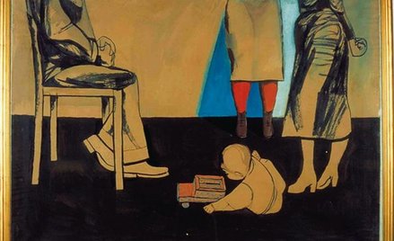 Andrzej Wróblewski, „Kitek i ludzie”, 1956 – 1957, gwasz, papier, 105 x 135 cm,
