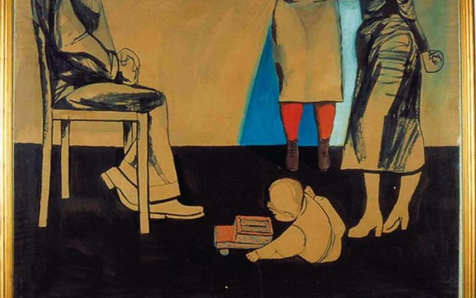 Andrzej Wróblewski, „Kitek i ludzie”, 1956 – 1957, gwasz, papier, 105 x 135 cm,