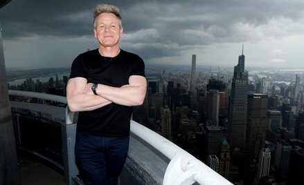 Gordon Ramsay na szczycie wieżowca w Nowym Jorku.