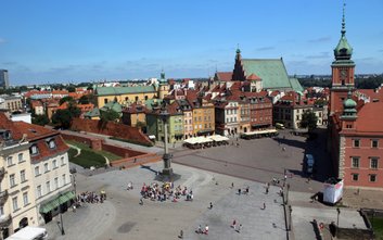 Widok na Plac Zamkowy z wieży Kościoła św. Anny