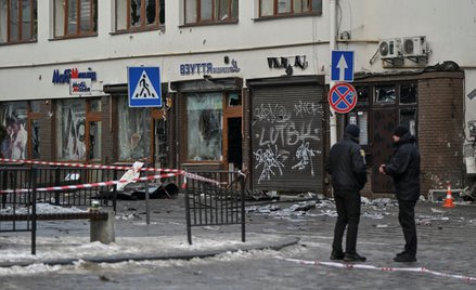 Policja na miejscu zamachu we Lwowie