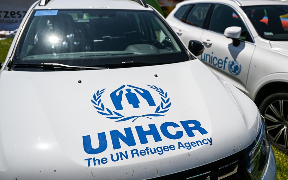 Samochód należący do UNHCR w Rzeszowie