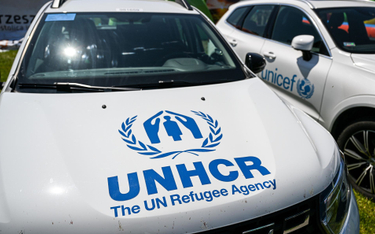 Samochód należący do UNHCR w Rzeszowie