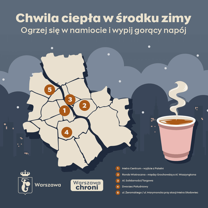 Punkty z gorącymi napojami wystawione przez Straż Pożarną