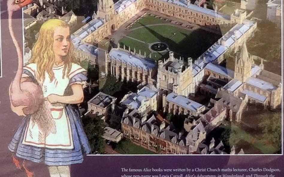 Fragment tablicy informującej o miejscu powstania „Alicji w krainie czarów” w Oksfordzie