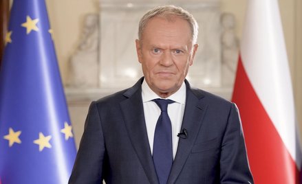 Kadr z wystąpienia premiera Donalda Tuska, podczas którego szef rządu zapowiedział budowę Muru Pamię