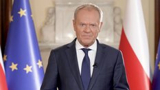 Kadr z wystąpienia premiera Donalda Tuska, podczas którego szef rządu zapowiedział budowę Muru Pamię
