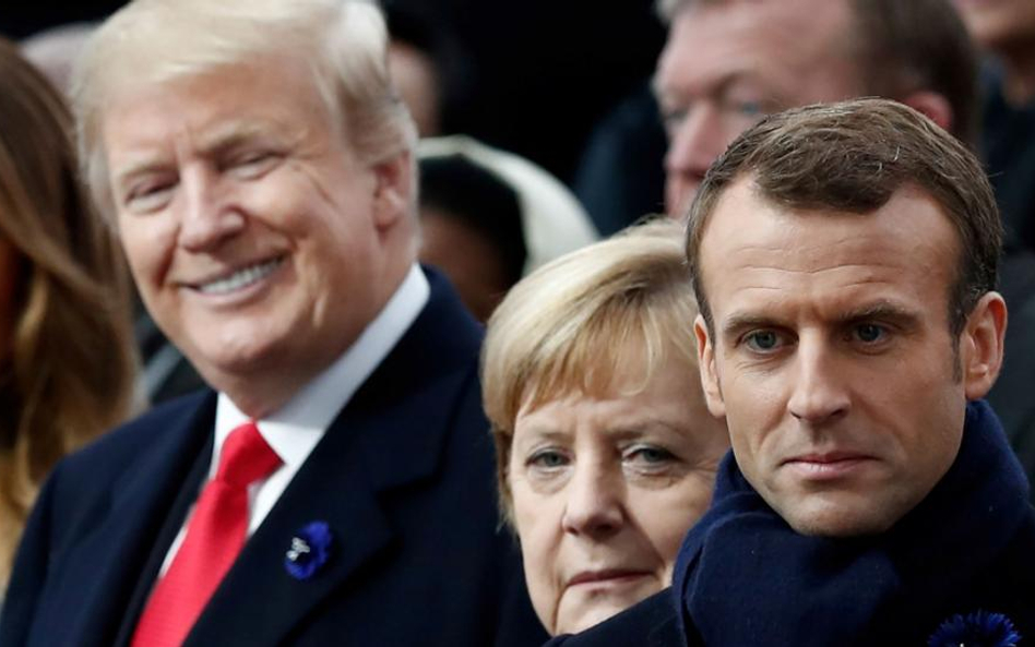 11 września, Paryż, przy Łuku Triumfalnym prezydent Donald Trump, kanclerz Angela Merkel, prezydenci