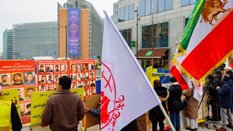 Bruksela. Zgromadzenie zwolenników umieszczenia Korpusu Strażników Rewolucji Islamskiej na czarnej l