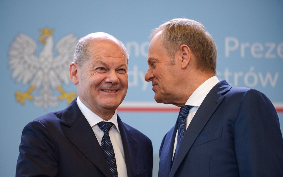 Kanclerz Niemiec Olaf Scholz oraz premier Donad Tusk