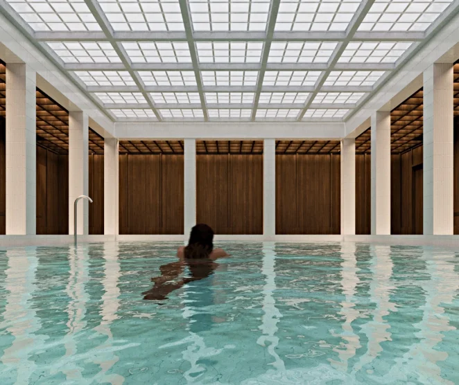 Do dyspozycji właścicieli oddany zostanie prywatny basen, którego estetyka nawiązuje do rzymskich ła