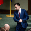 Minister finansów Andrzej Domański w ławach rządowych na sali obrad Sejmu w Warszawie
