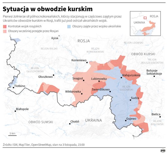 Jak wyglądała 3 listopada sytuacja w obwodzie kurskim? (MAPA)