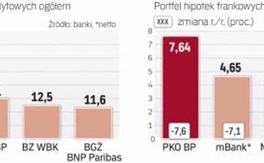 Wyrażona w złotych wartość hipotek walutowych w bankach zależy od tempa spłat i od kursu złotego.