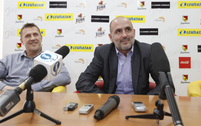 Cezary Kulesza i Michał Probierz, w czasach, gdy Probierz był trenerem Jagiellonii (zdjęcie z 2014 r