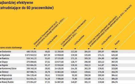 Najbardziej efektywne urzędy: małe (zatrudniające do 60 pracowników)
