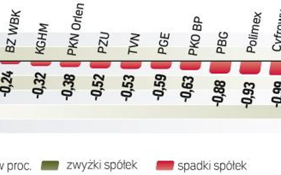 W ciągu dnia spadki były znacznie większe. Przed południem WIG20 tracił nawet ponad 1,2 proc. Jednak