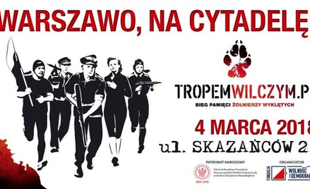 Plakt warszawskiego Biegu "Wilczym Tropem".