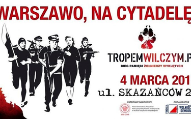 Plakt warszawskiego Biegu "Wilczym Tropem".