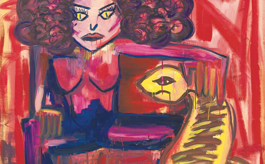 „Zaklinaczka”, Kinga Burek, 2022, tempera jajowa na płótnie, 140 x 120 cm, kolekcja prywatna