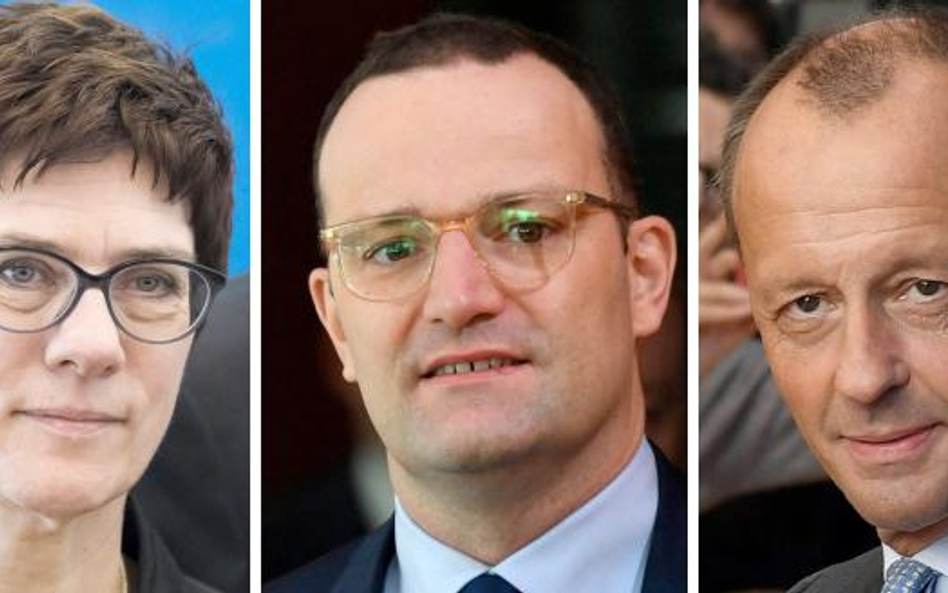 Kandydaci na szefa CDU, od lewej: Annegret Kramp-Karrenbauer, Jens Spahn, Friedrich Merz