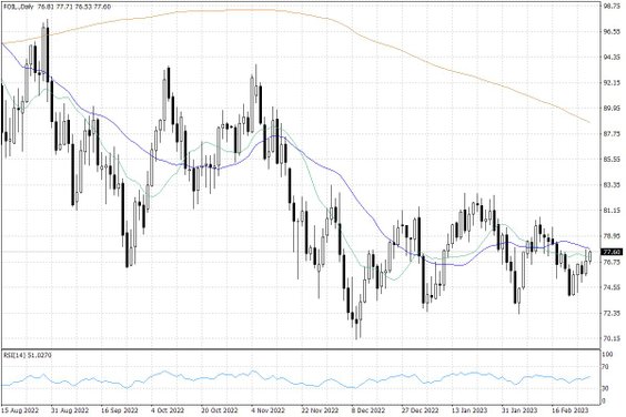 Notowania ropy naftowej WTI – dane dzienne